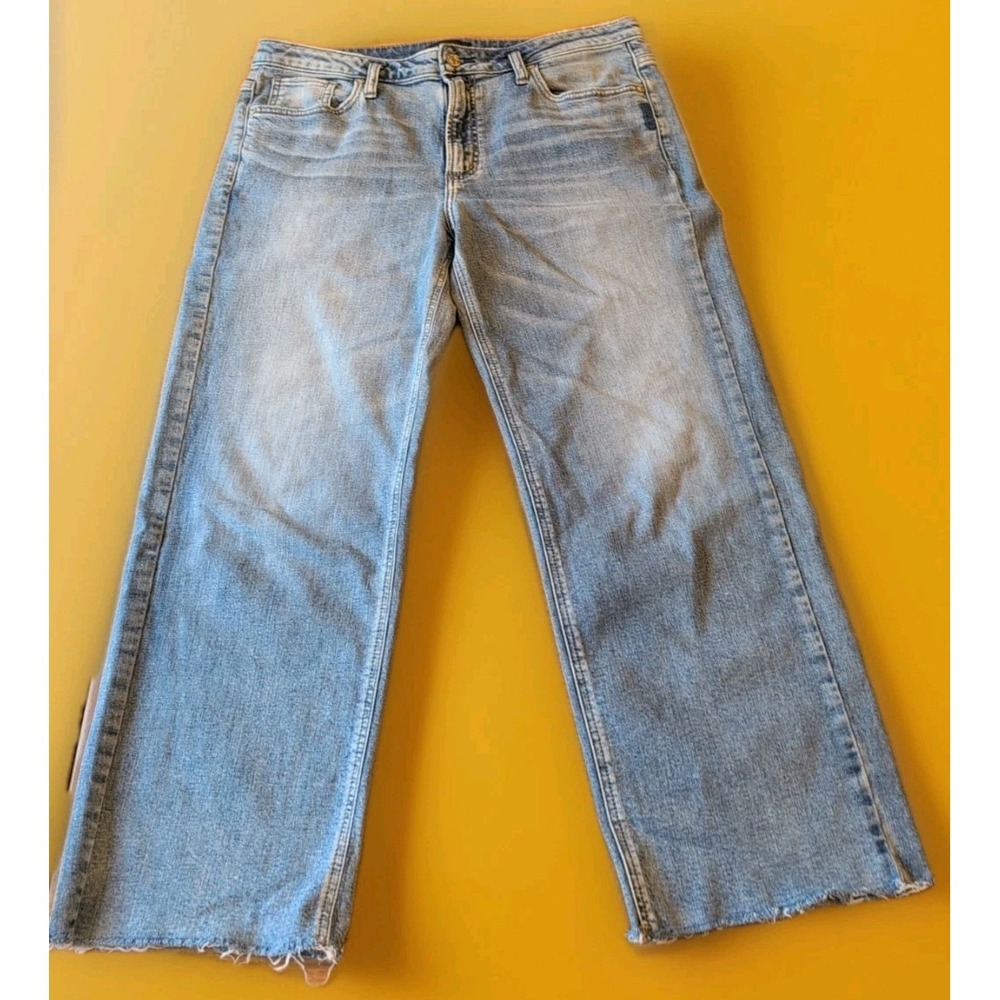 Silver Jeans Tied & Wide Womens Sz 30 x 26 Blue Denim Wide Leg Cropped Casual‎